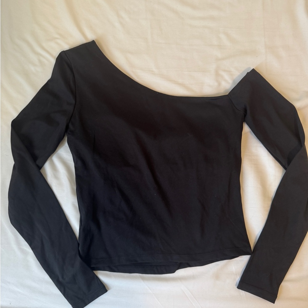 Black Asymmetrical Fitted Bodysuit
